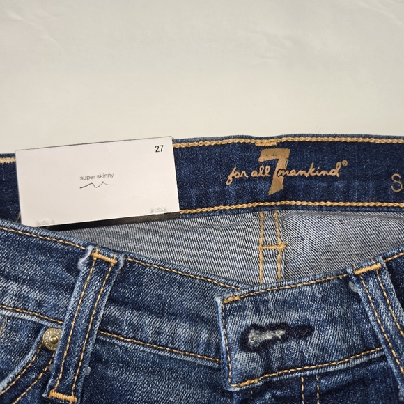 NEW 7 FOR ALL MANKIND SKINNY, DISTRESSED, RIPPED, JEANS SIZE 27. - Picture 2 of 6